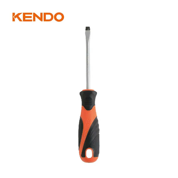 Tua vít dẹp bằng thép Cr-V tay cầm bọc cao su 6 x 38mm Kendo - 20143