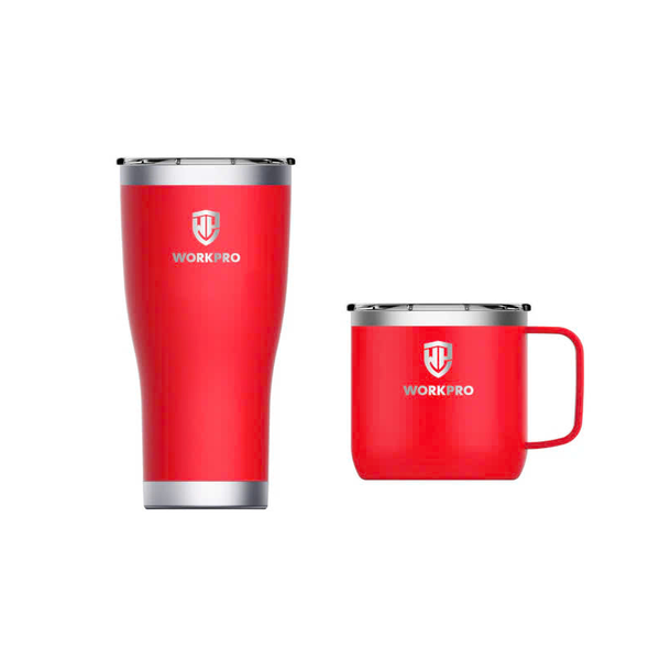 Bộ 2 ly giữ nhiệt inox 304 dung tích 591ml và 413ml Workpro WP389019