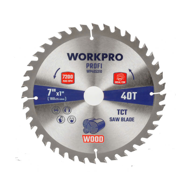 Lưỡi cưa cắt gỗ, loại cơ bản, kích thước: 180x25.4x40T Workpro WP405310