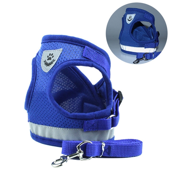 Bộ dây dắt chó kèm đai áo ngực (Size L 4kg-7kg) màu ngẫu nhiên dây dắt chó mèo kèm áo vest có điều chỉnh kích thước