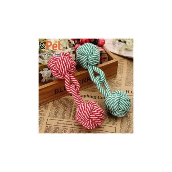 HP-HP10081TC-NHẬP KHẨU HÀN QUỐC FS6970848512284-Đồ chơi dây thừng bóng 2 đầu xanh lá (Hanpet 6970848512284) Đồ thú cưng / chó mè