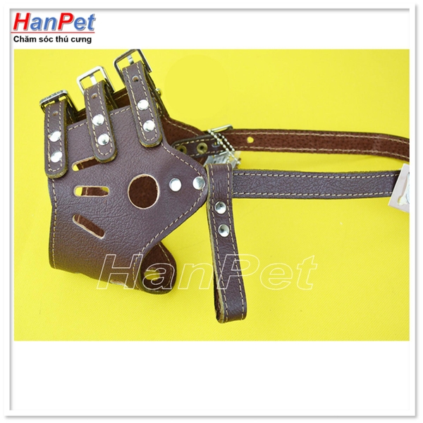 Rọ mõm chó lớn 15-25kg bằng da kiểu chống sủa size L (hanpet 375g)