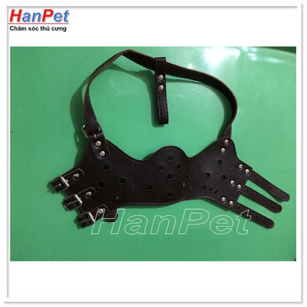 Rọ mõm chó lớn 15-25kg bằng da kiểu chống sủa size L (hanpet 375g)