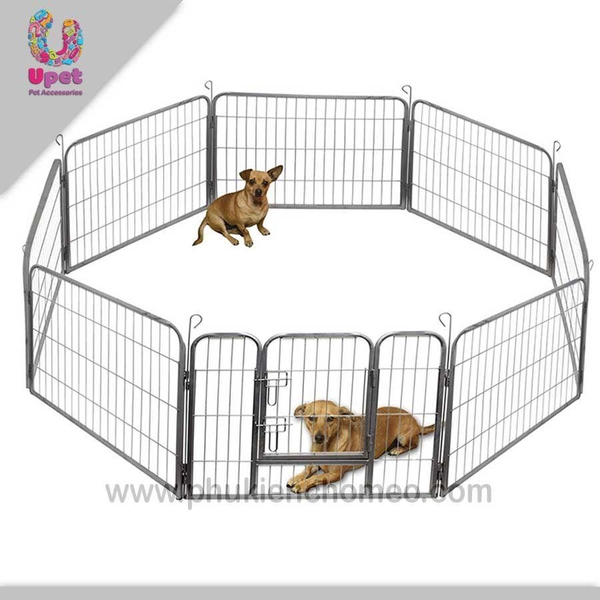 SP933 - QUÂY SẮT XỊN 8 TẤM – Quây chó, hàng rào chó 8 tấm size 1 mỗi tấm 77x 61cm (hanpet 4711720)