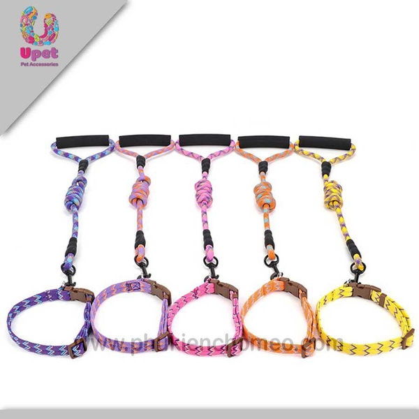 HP-SP1264 - Dây dắt chó  tay cầm sợi tròn tam giác + vòng cổ chó nhiều màu (Size  0.8: vòng ngực từ 32~45cm) ( 4711896)-HP10718TC