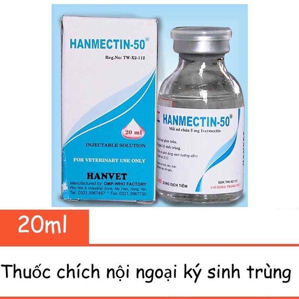 Thuốc Chích nội ngoại ký sinh trùng chó mèo lớn – HANMECIN 50 (10ML)