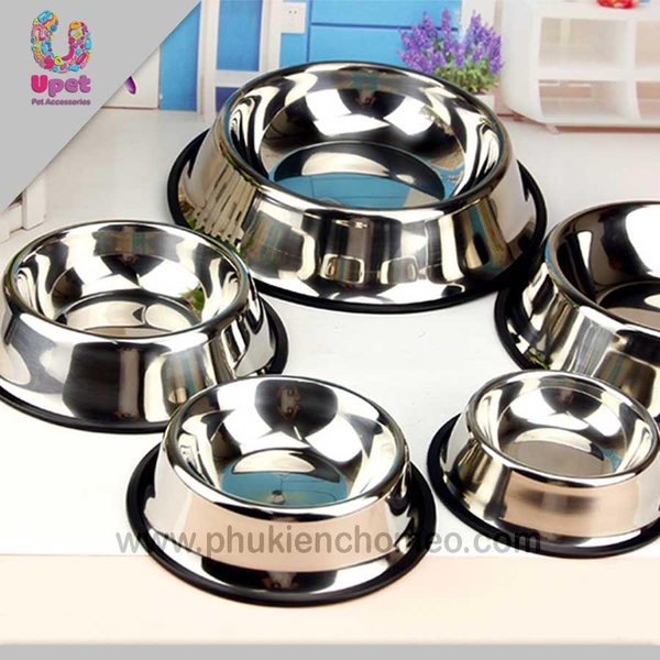 SP115 - Bát inox (hanpet 4711755) bát ăn chó mèo tròn đơn bằng inox Size 15: đường kính 11cm, cao 4cm