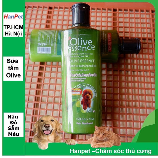 HP-Sữa tắm tinh dầu ô liu chó mèo - Sữa tắm OLIVE - 450ml loại cho chó lông nâu đỏ & sẫm màu ( 359c) Dầu tắm thú cưng-HP10784TC