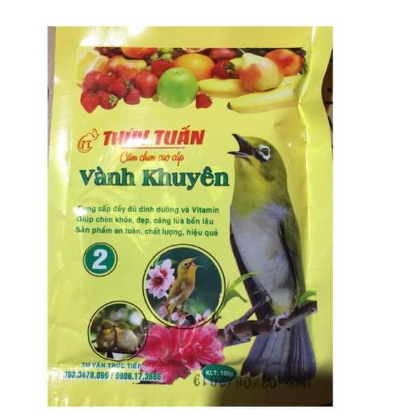HP-(Combo 5 gói) Cám chim - thức ăn chim VÀNH KHUYÊN THÚY TUẤN SỐ 2- Mỗi gói 100gr (hanpet 223b) - cám dành cho chim cảnh-HP10399TC