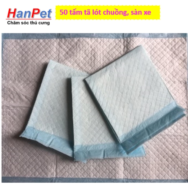 50 miếng tã lót khay vệ sinh nhỏ, lót chuồng chó, lót sàn xe - 33x45cm (hanpet 393a)