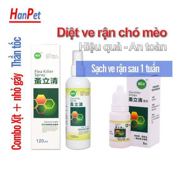 (thần tốc) Thuốc đặc trị ve, rận, bọ chét trên chó, mèo (2 loại) dùng cho mọi loại chó mèo / xịt ve rận chó mèo / nhỏ gáy ve rận chó mèo