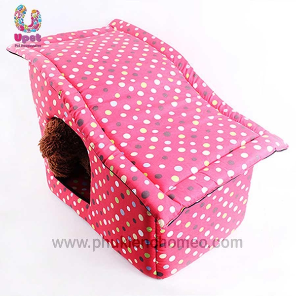 SP548 - Nhà mái nghiêng, baby, đệm nấm (hanpet 4711525) nhà nệm chó mèo size 50x31 cao 37cm