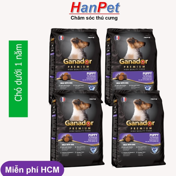 HP-(Combo 10 gói) Thức ăn dạng hạt cao cấp GANADOR PUPPY (dành cho chó dưới 1 năm tuổi) - gói 400gr ( 209b)-HP10293TC