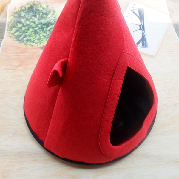 Nhà nệm nỉ cho chó mèo thú cưng - Nhà nệm hình chóp nón Size S: 50x45cm cho chó mèo dưới 3kg Nhà chó / nhà mèo / nhà nệm thú cưng / nhà ở chó mèo / nhà ngủ mùa đông chó mèo