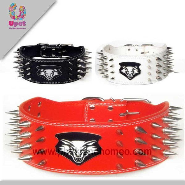 SP684 - Vòng Cổ chó lớn 4 Hàng Đinh Nhọn (Kích thước: rộng: 7.5 cm dài vòng cổ :53-61 cm) (hanpet 4711877)