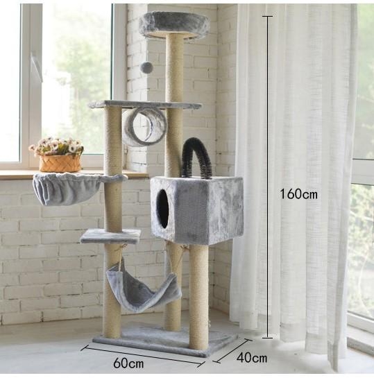 HP  - Trụ mèo cỡ lớn 1,6m - 4 tầng kèm võng - nhà mèo màu ngẫu nhiên ( 4711413) trụ cho mèo chơi đa chức năng /cat tree-HP10941TC