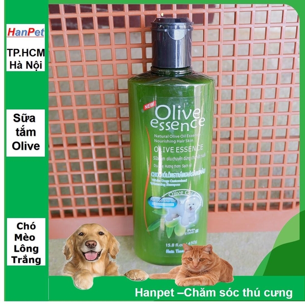 HP-Sữa tắm tinh dầu ô liu chó mèo - Sữa tắm OLIVE - 450ml loại cho chó mèo lông trắng - dầu gội thú cưng-HP10786TC
