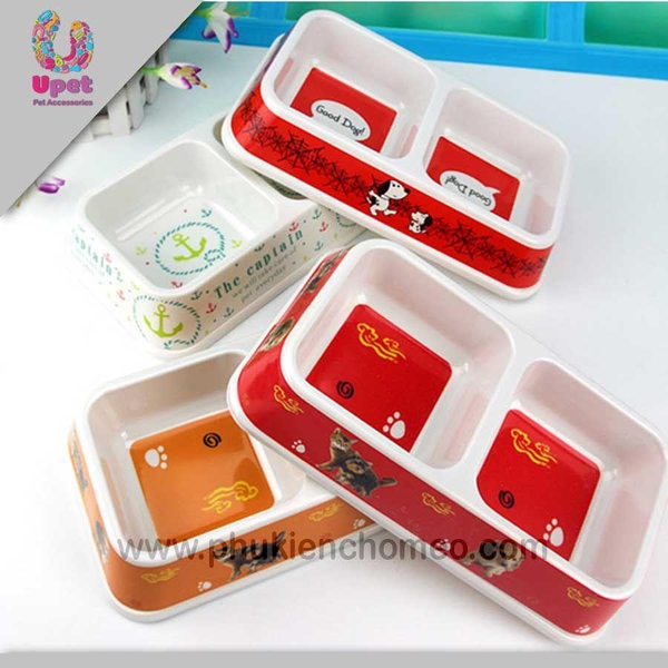 HP-SP82 - Bát ăn cho chó hình vuông 2 ngăn bobo 3027 Z (chó mèo 3-7kg) ( 4711881)-HP11037TC