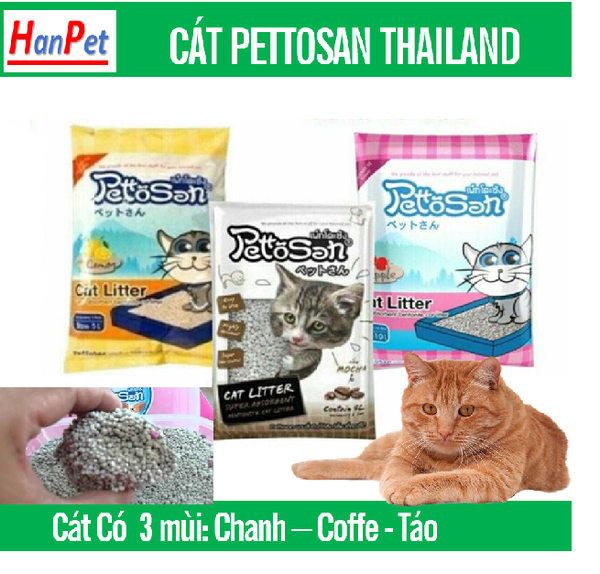 PETTOSAN - Thailand CÁT VỆ SINH CHO MÈO (3 mùi) hạt to không bụi vón cục nhanh