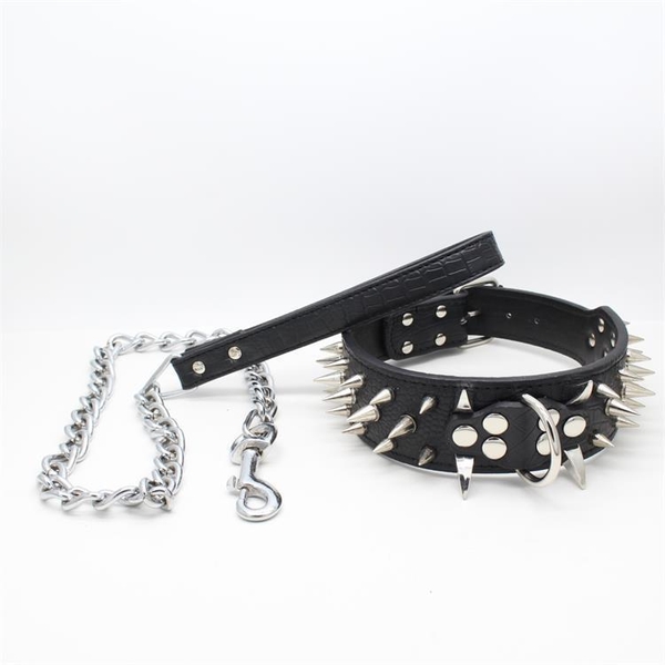 Vòng cổ chó - Vòng cổ da có 3 hàng đinh nhọn (4 size) (HANPET VCD) xích chó / dây dắt chó / vòng cổ đinh cho chó