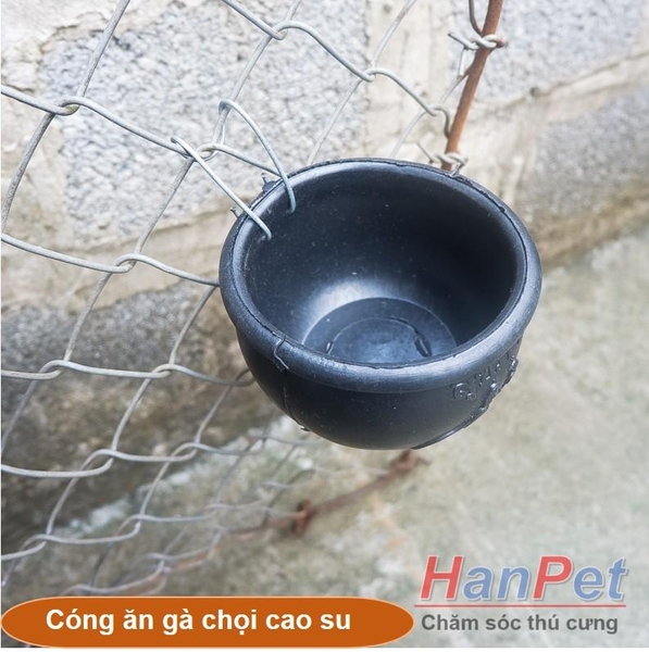 HP-Cóng gà chọi bằng cao su siêu bền (hanpet cong040) máng ăn gia cầm hình tròn có móc treo chuồng - (12x10cm)- máng ă-HP10414TC