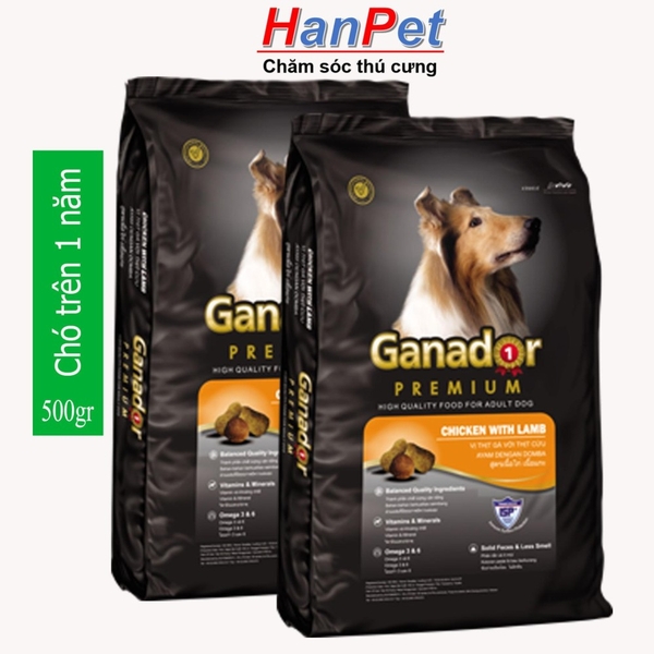 HP-(Combo 2 gói) Thức ăn  dạng hạt GANADOR ADULT (dành cho chó trên 1 năm tuổi) gói 400gr (hanpet 209)-HP10294TC
