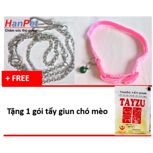 Combodây xích+vòng cổ mèo - Tặng kèm 1 gói tẩy giun chó mèo định kỳ