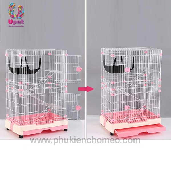 SP1407 - Lồng mèo 3 tấng 7353110 (hanpet 4711470) lồng nuôi mèo 73_53_110cm (4 bánh)
