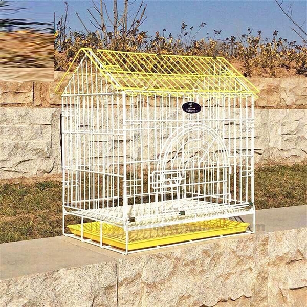 Chuồng chó mèo sơn tĩnh điện dạng lồng chó mèo hình ngôi nhà có cửa vòm -Size Đại (L) - phù hợp cho chó mèo dưới 10kg (75x45cm cao 73cm) hanpet NgoinhaL