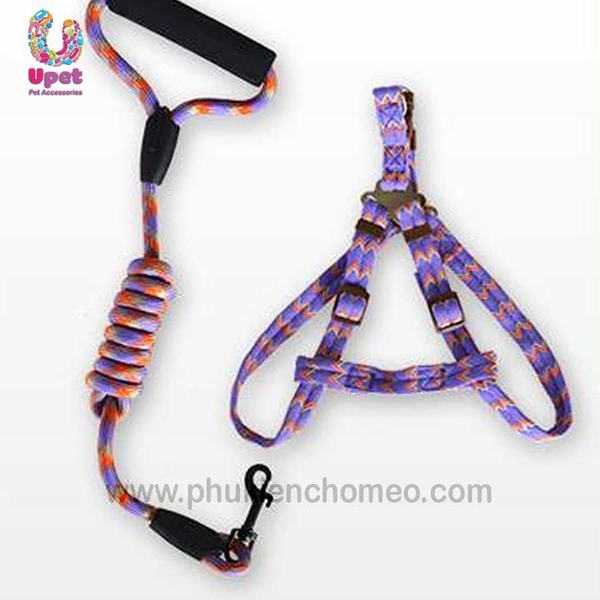 SP1264 – Dây dắt chó tròn - Dây tam giác yên ngựa nhiều màu (hanpet 4711708)Size 0.8 : phù hợp 3-6kg