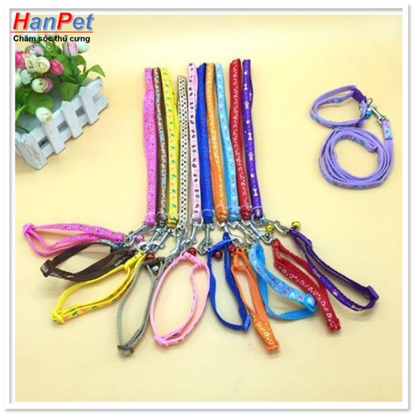 Dây dắt chó mèo dưới 5kg + kèm vòng cổ nhỏ xinh (hanpet 344)