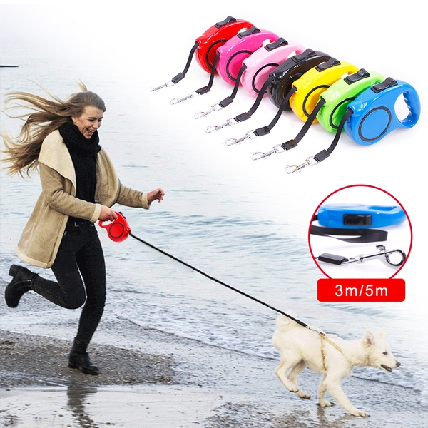 HP- – Dây dắt chó mèo- Dây dắt tự động co rút (3m và 5m) màu ngẫu nhiên dùng cho chó mèo dưới 20kg