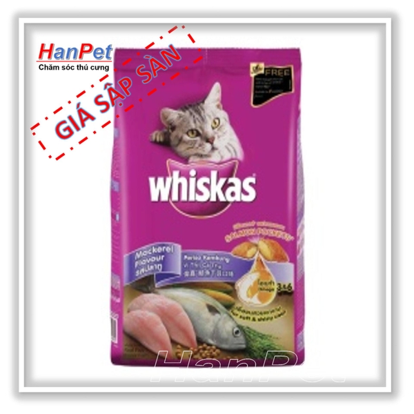 Thức ăn dạng hạt cao cấp cho mèo trưởng thành - Whiskas - 1,2kg vị cá thu (hanpet 205)