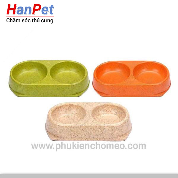 SP73 - Bát bobo 3039 (hanpet 4711763) bát ăn chó mèo – bát đôi tròn có đế