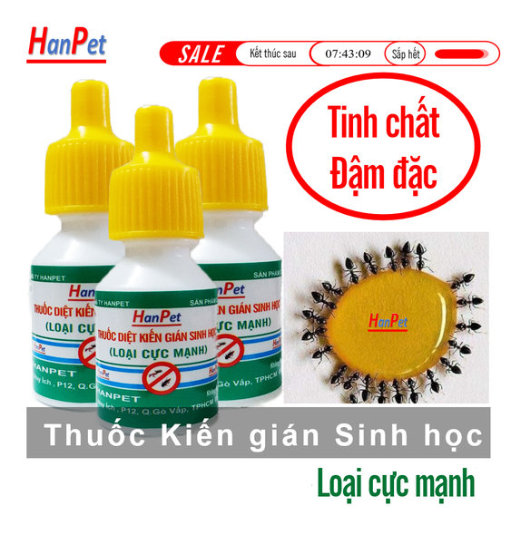 Combo3 lọ Thuốc diệt kiến gián sinh học Hanpet (chai xanh)- Dung dịch diệt kiến tận gốc