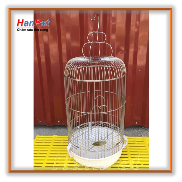 Lồng chim Inox chống gỉ sét, loại bé dành cho chim khuyên - tặng áo lồng và máng ăn, máng uống - hanpet 601