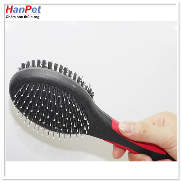 Lược chải lông chó mèo - loại cán to 2 mặt - size to (hanpet 383)