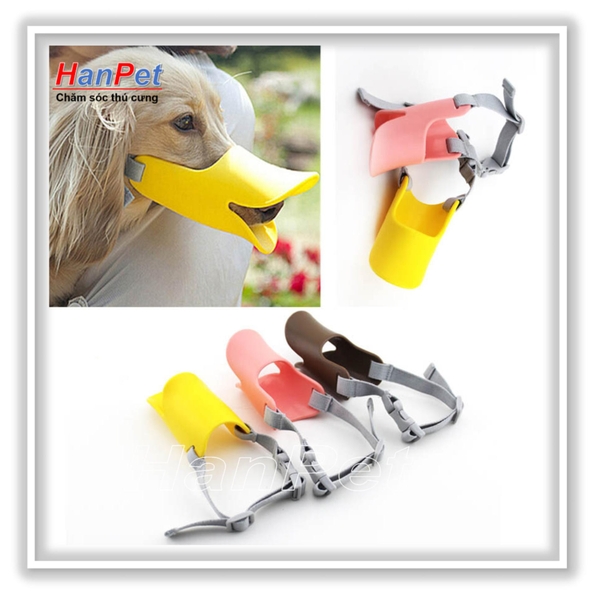 Rọ mõm cho chó hình mỏ vịt size S - nhựa dẻo (size bé dùng cho chó 3-5kg) hanpet 608b
