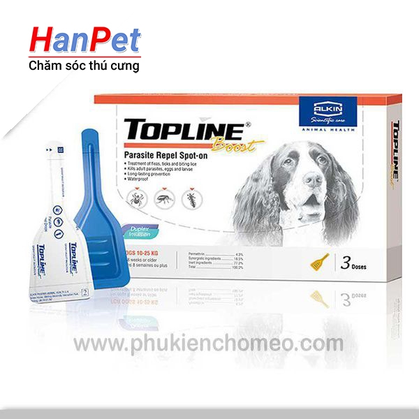 TP002 - Topline nhỏ gáy diệt ký sinh trùng ngoài da- Bọ chét (loại hiệu quả dài lâu) (hanpet 4711656) thuốc chó mèo