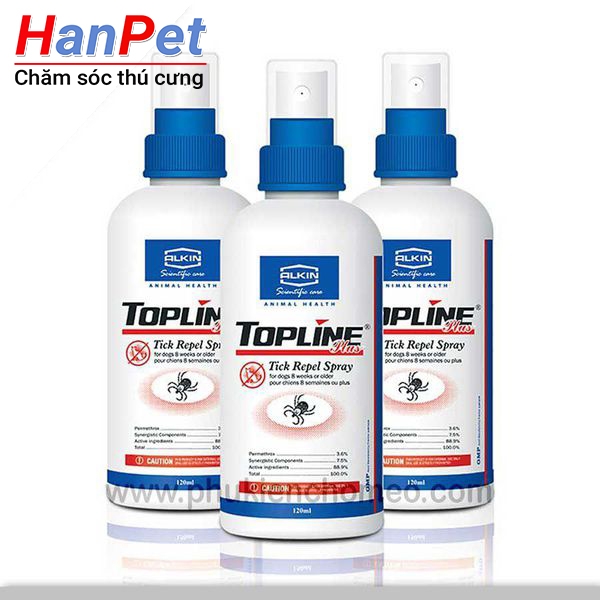 TP008 - Alkin topline xịt ve rận 125ml (hiệu quả ) (hanpet 4711654) thuốc chó mèo