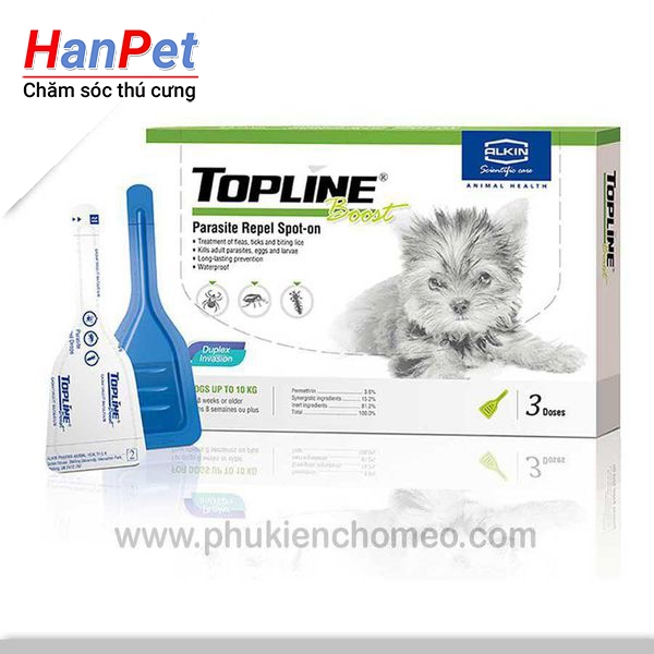 TP001 - Topline nhỏ gáy diệt ký sinh trùng ngoài da - bọ chét (loại hiệu quả lâu dài) (hanpet 4711675) thuốc chó mèo