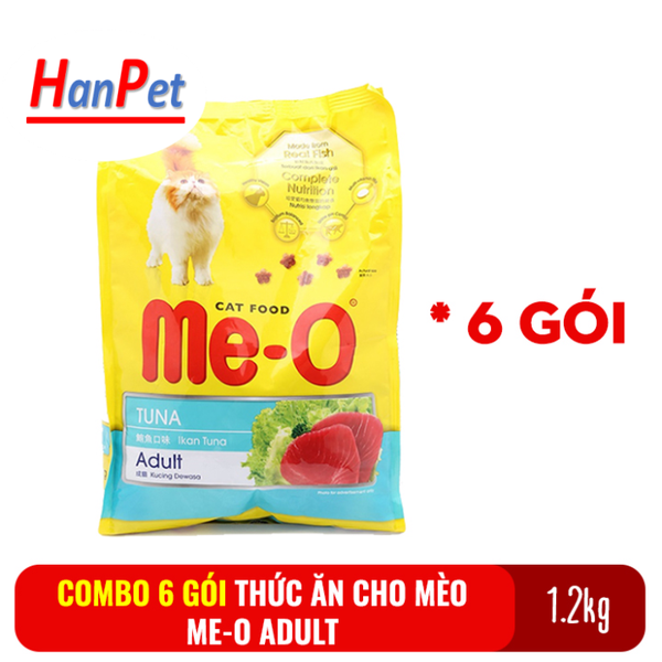 Me-O Adult- Combo 6 gói  (vị cá ngừ 1,2kg) Thức ăn cho mèo lớn đã trưởng thành trên 1 tuổi