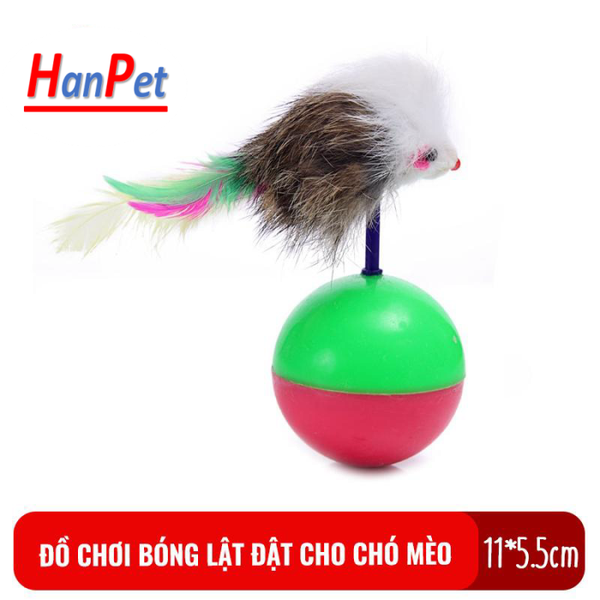HPKM- Đồ chơi bóng lật đật cho mèo Hanpet chất liệu nhựa PP an toàn, màu sắc hấp dẫn
