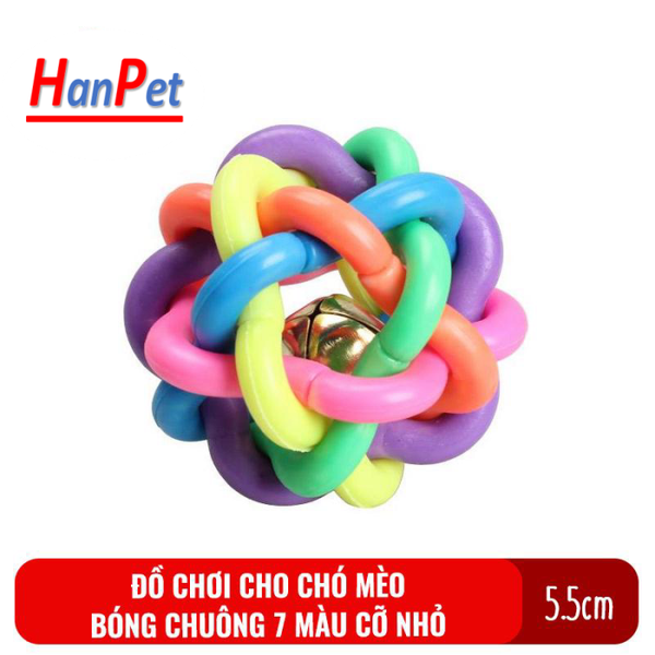 HPKM- Đồ chơi bóng chuông cao su 7 màu cho chó mèo cỡ nhỏ Hanpet