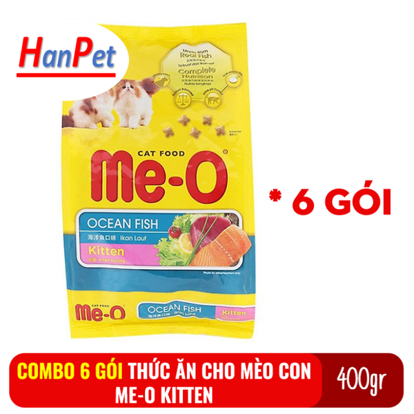 HPKM- Combo 6 gói Thức ăn cho mèo con dưới 1 tuổi Me-O Kitten túi 400gr
