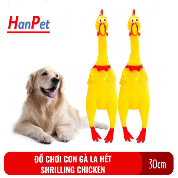 HPKM- Đồ chơi con gà la hét cho chó mèo, shrilling chicken Hanpet, gà la hét cỡ to 31cm