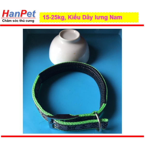 Vòng cổ cho chó 15-25kg, Kiểu dây lưng NAM, loại có đệm cổ (hanpet 331)