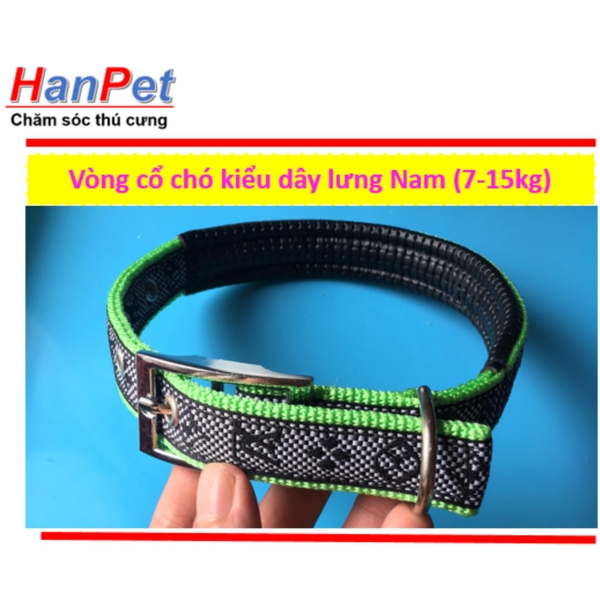 Vòng cổ cho chó 7-15 kg, Kiểu dây lưng NAM, loại có đệm cổ (hanpet 340)