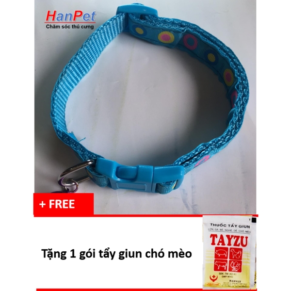 Vòng cổ chó vải dù cho chó dưới 5kg (hanpet 318) - tặng 1 gói tẩy giun định kỳ