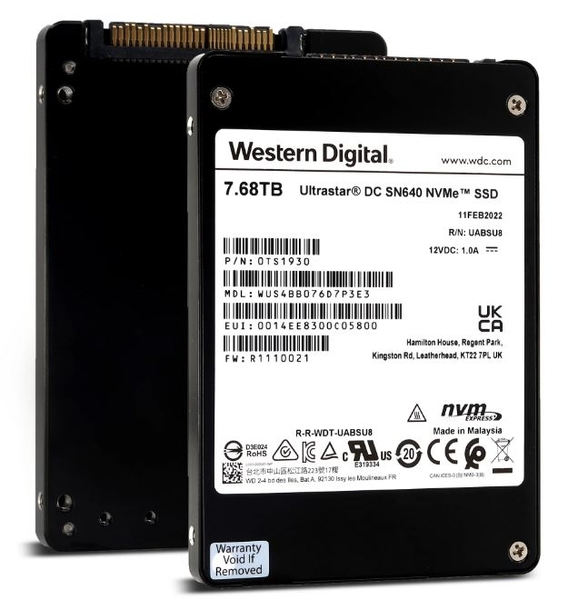 SSD Western Digital Ultrastar DC SN640 7.68TB 2.5 inch U2 PCIe Gen 3.1 ...